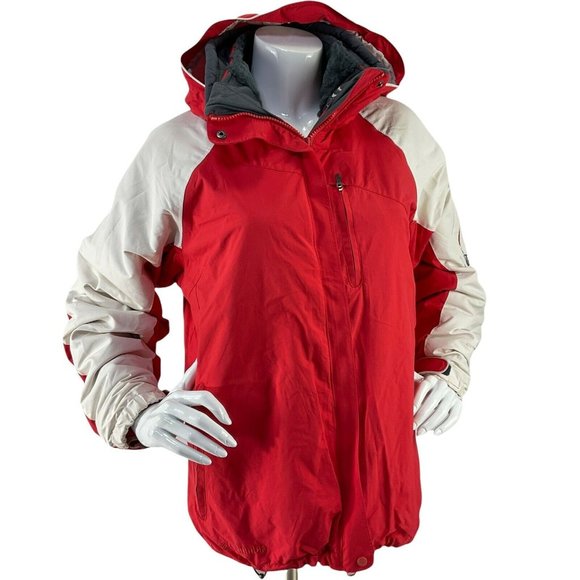 Columbia Jackets & Blazers - Columbia Sportswear Coat Womens Sz M Red Interchange Hooded Ski Removable Fleece